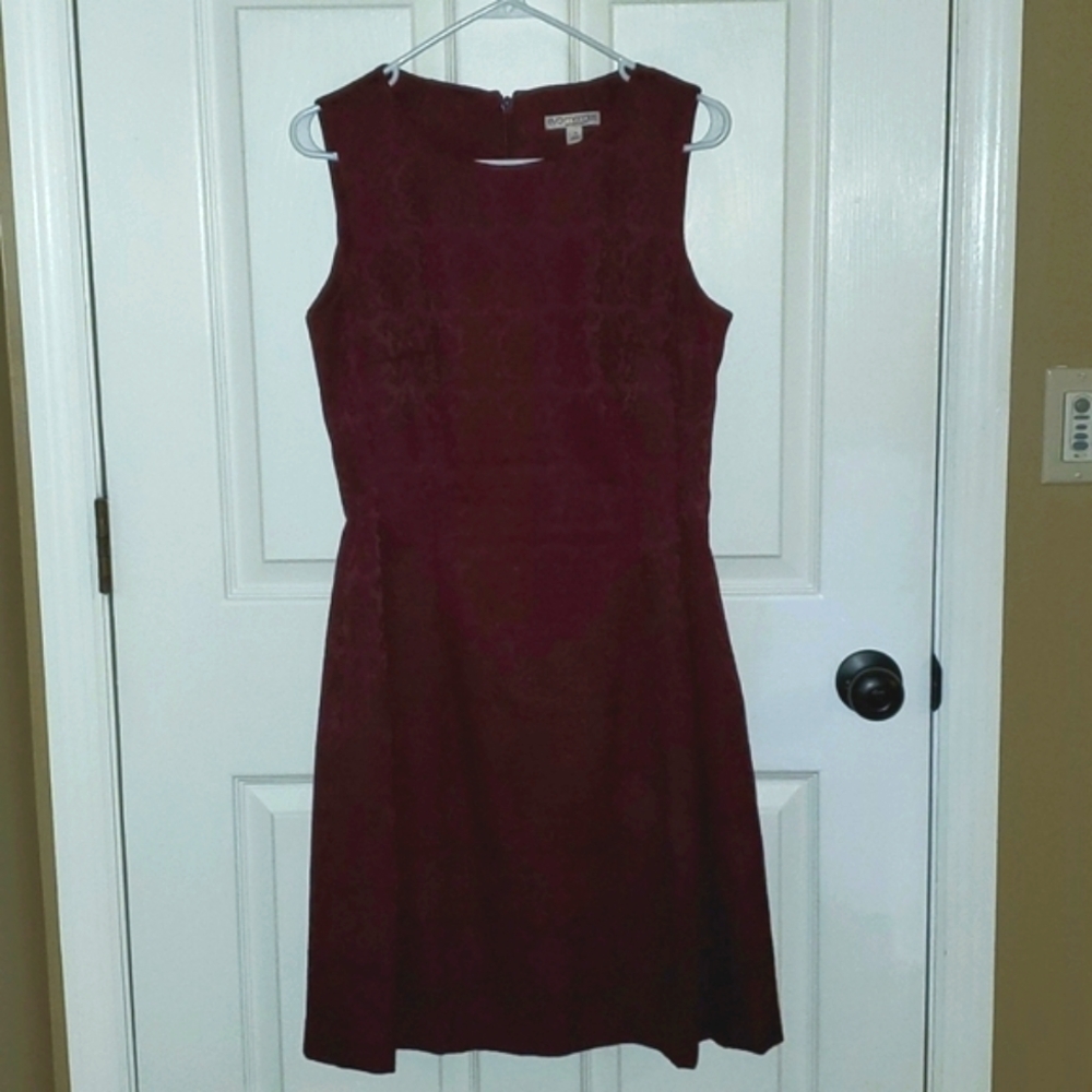 Eva Mendes Wine Colored Damask Dress